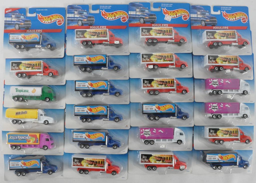 Group of 22 Hot Wheels Haulers Die-Cast Semi Trucks in: New in Original Packaging