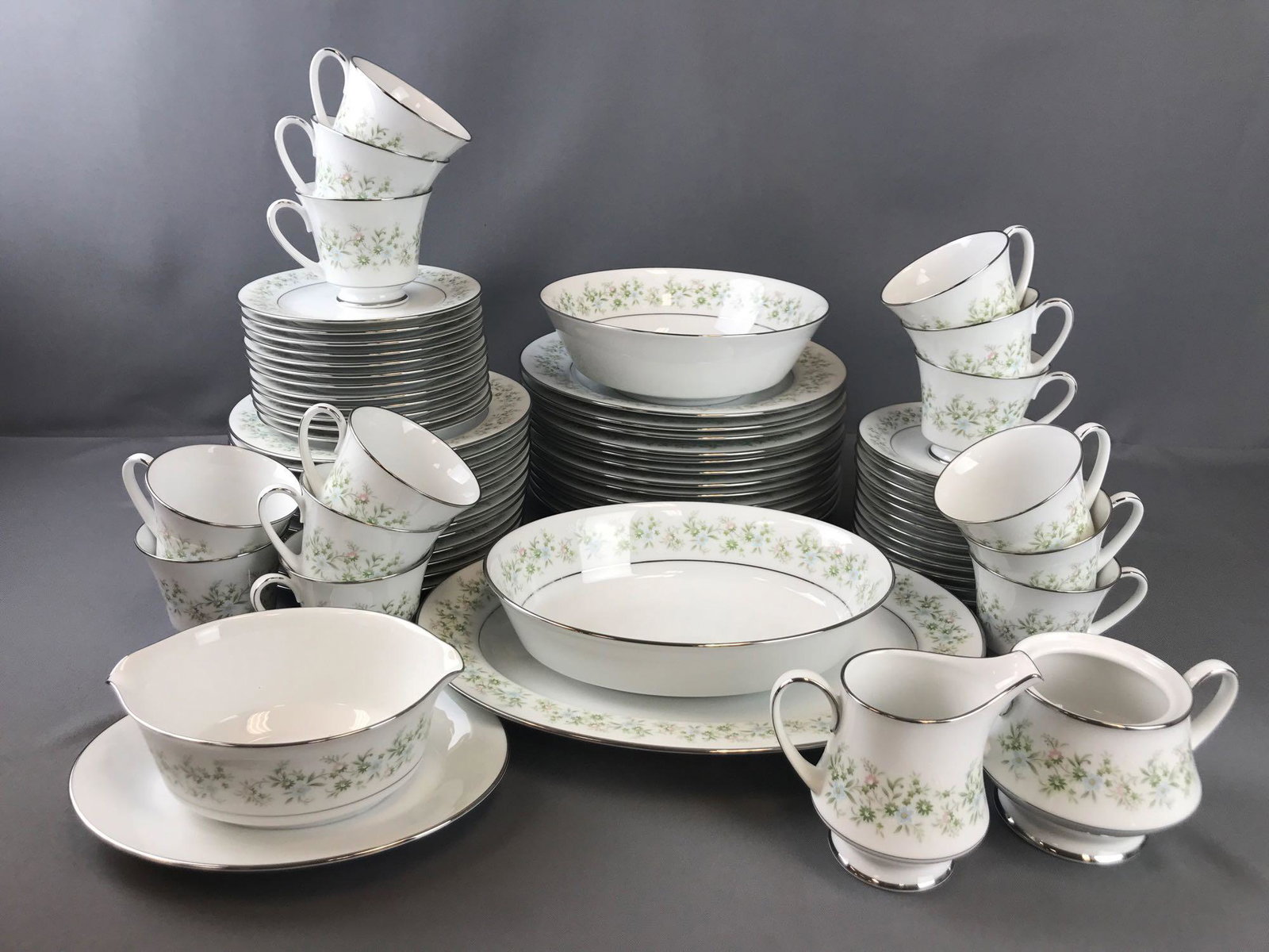 Group of 68 pieces Noritake China-Savannah: Large oval platter-13.5 inches, Dinner plates-10.5 inches