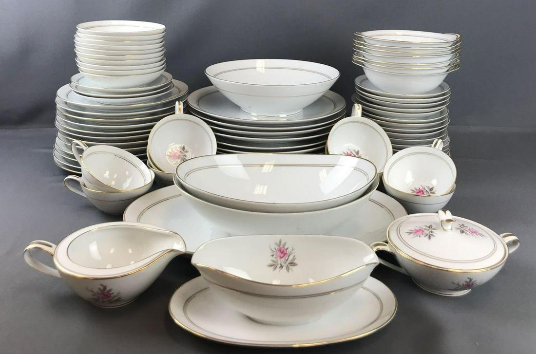Group of 77 pieces Noritake China-Daryl: Large oval platter-14 inches, Dinner plates-10.5 inches