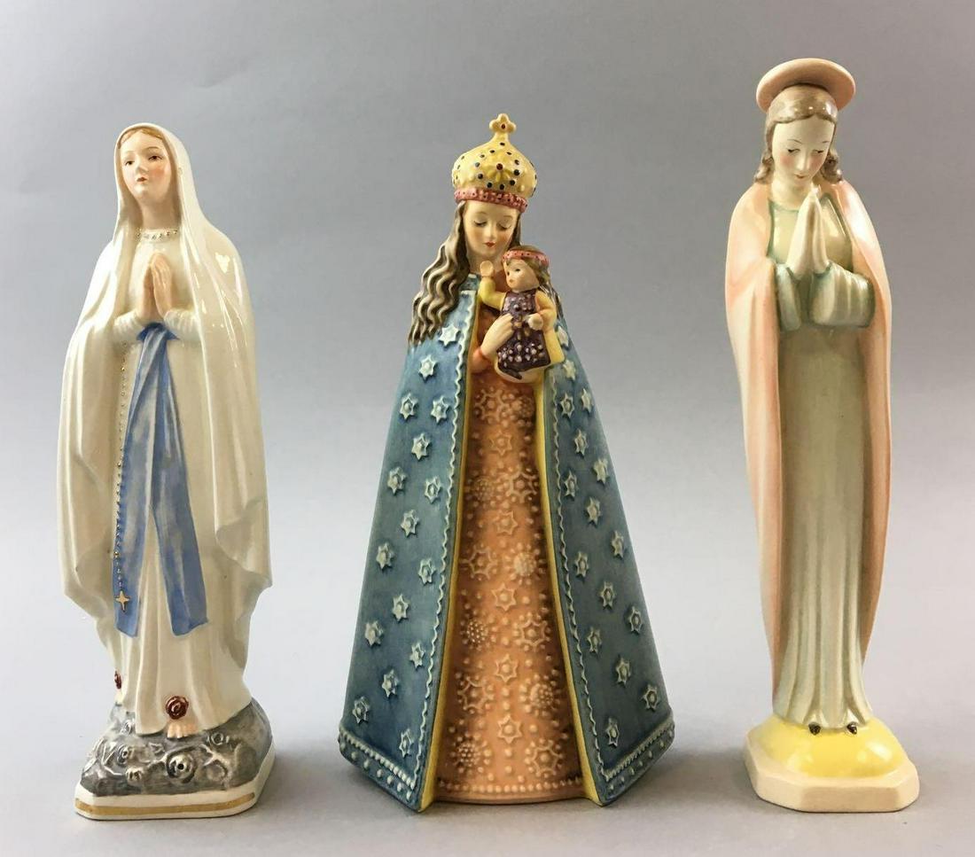 Group of 3 Vintage Madonna Goebel Hummels: 2 Germany 1 W.Germany, Largest is 9 1/2 inches tall