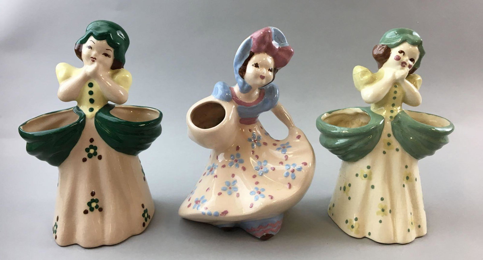 Group of 3 Vintage Kaye Girl Vases: No. 325, 2117 and 3125, crazing throughout all of them, all are 9 1/2 inches tall