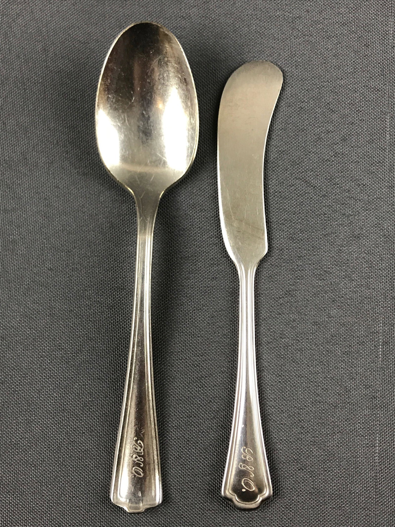 Vintage B&O flatware: 2 pieces, larger is 6 inches long. Different manufacturers and patterns.