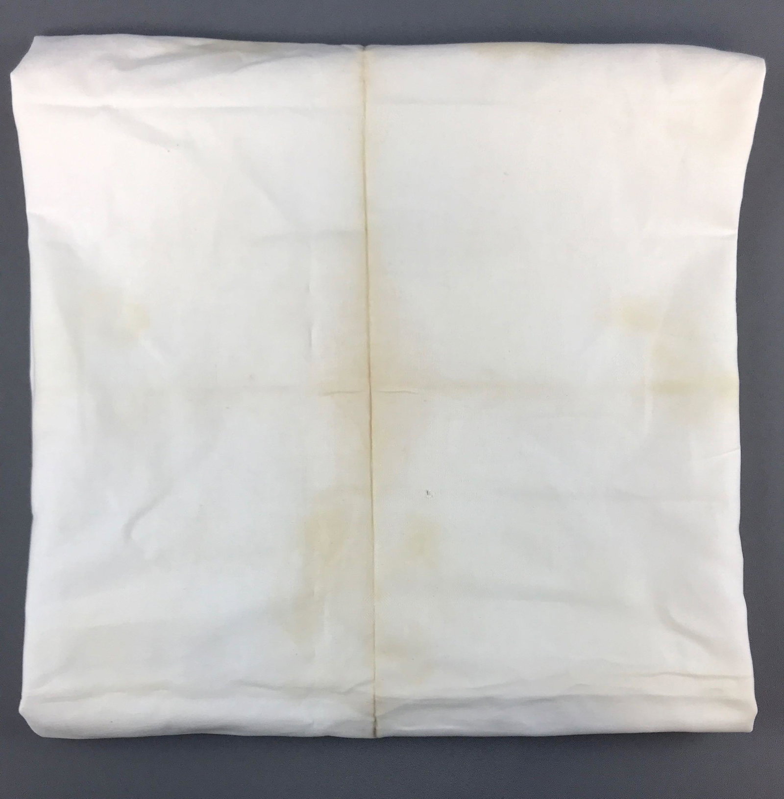 Vintage B&O railroad table cloth: 53x36 inches. Stains and discoloration from age.