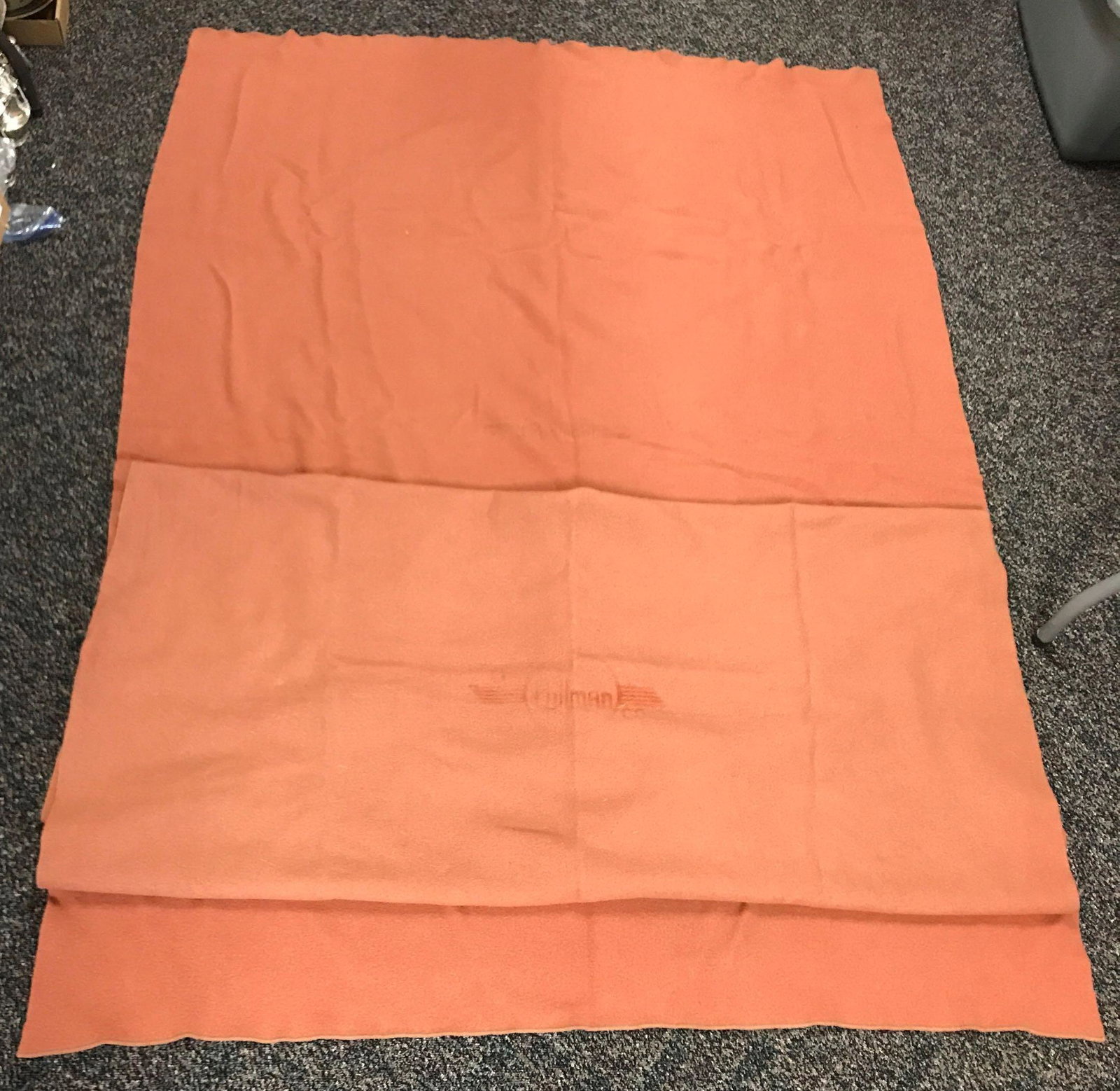 Vintage Pullman Company Railroad blankets: 76x56, some wear and small holes. Logos are faded. One has a repaired spot