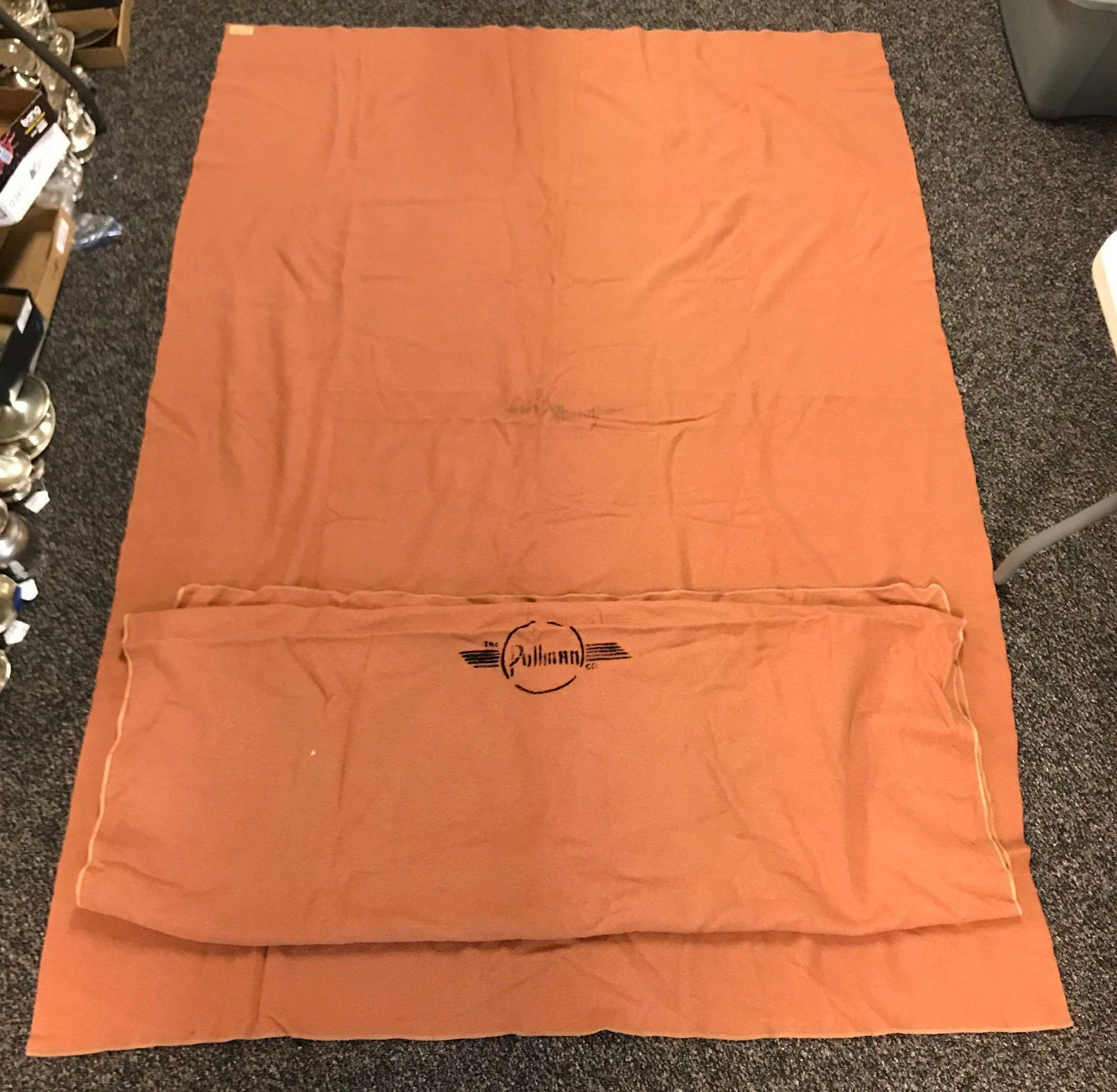 Vintage Pullman Company Railroad blankets: Some wear and tiny holes. One logo is faded. One is 84x60 inches