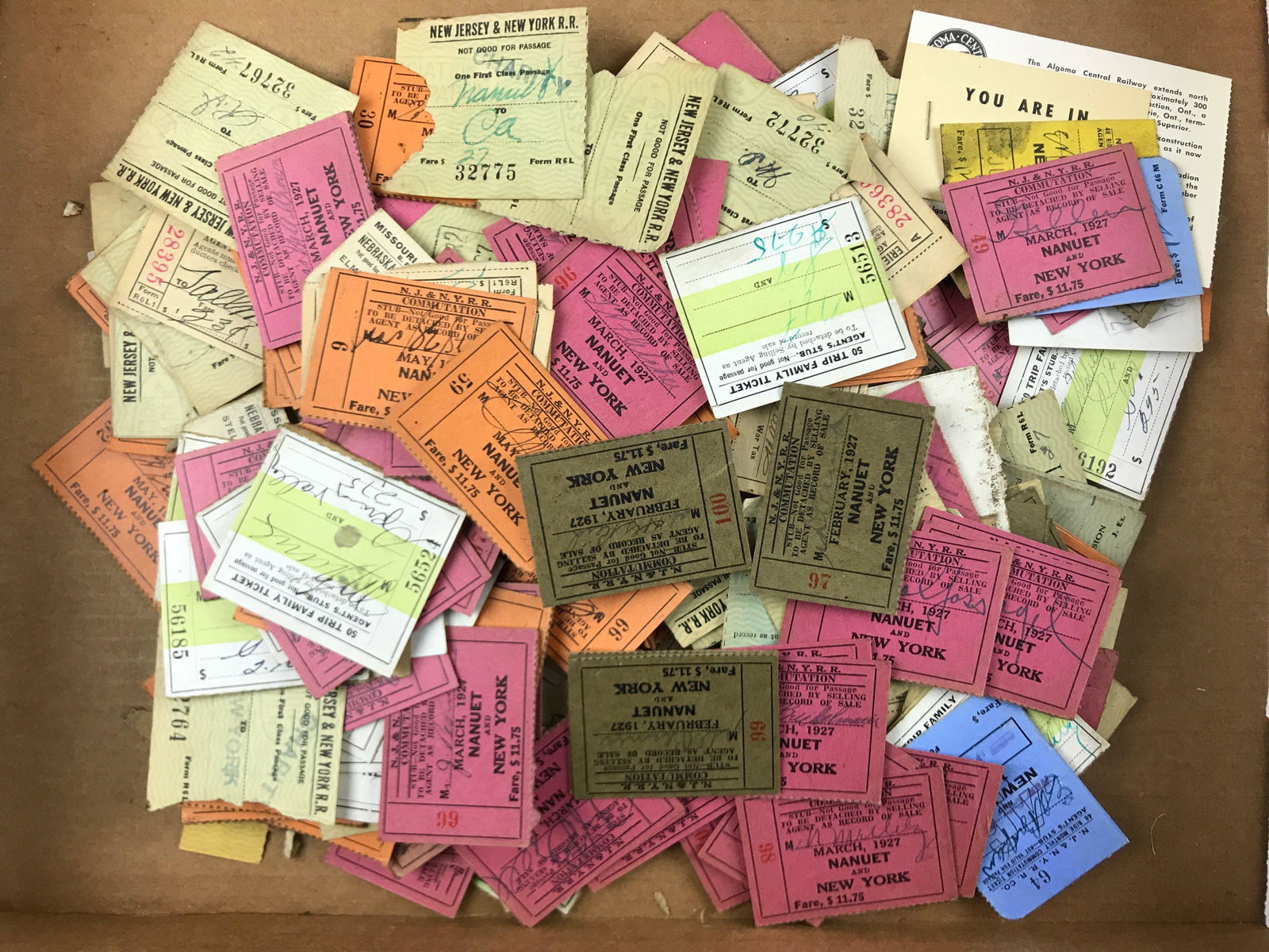 Group of vintage railroad tickets: Used ticket stubs