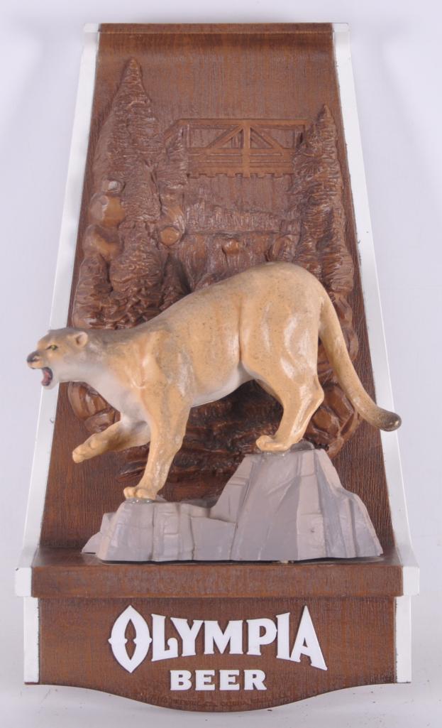 Vintage Olympia Beer Advertising "Mountain Lion" Sign (1 of 3)