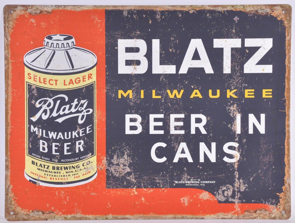 Modern Blatz Milwaukee Beer Advertising Metal Sign (1 of 1)