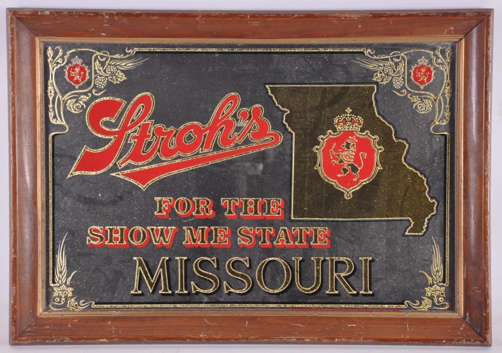 Vintage Stroh's "Missouri" Advertising Beer Mirror (1 of 1)