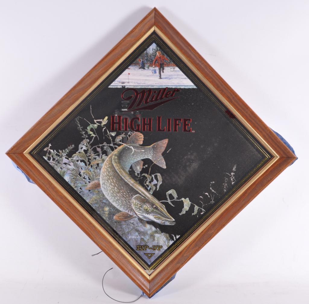 Miller High Life "Tip Up" Advertising Beer Mirror (1 of 1)