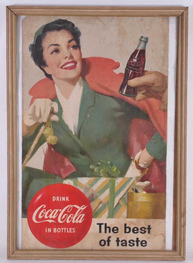 Vintage Coca Cola Framed Cardboard Advertising Sign (1 of 1)