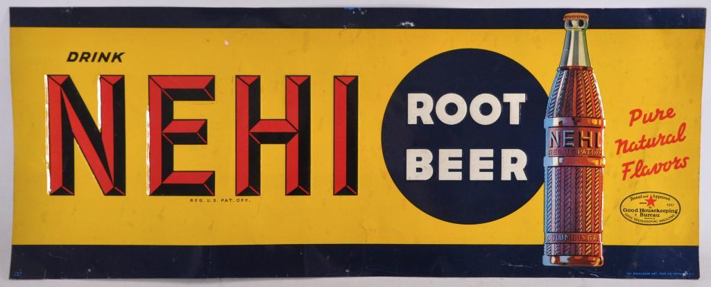 Vintage Nehi Root Beer Advertising Tin Tacker Sign (1 of 2)