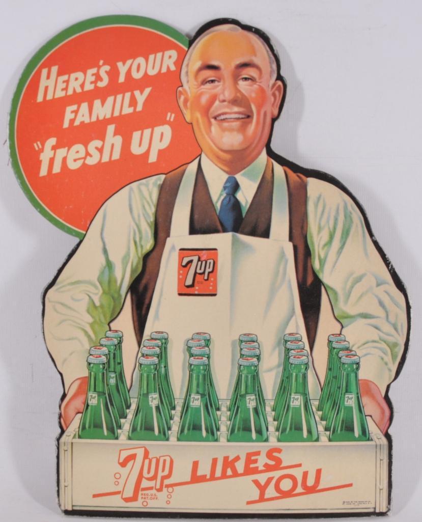 Vintage 7 Up Advertising Cardboard Countertop Standee (1 of 2)