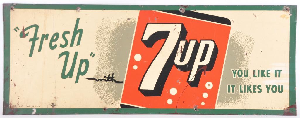 Vintage 7 Up "Fresh Up with 7 Up"  Advertising Metal (1 of 4)