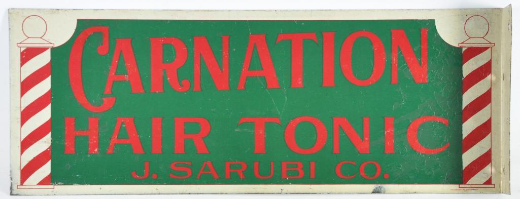 Vintage Carnation Hair Tonic Advertising Tin Flange (1 of 3)