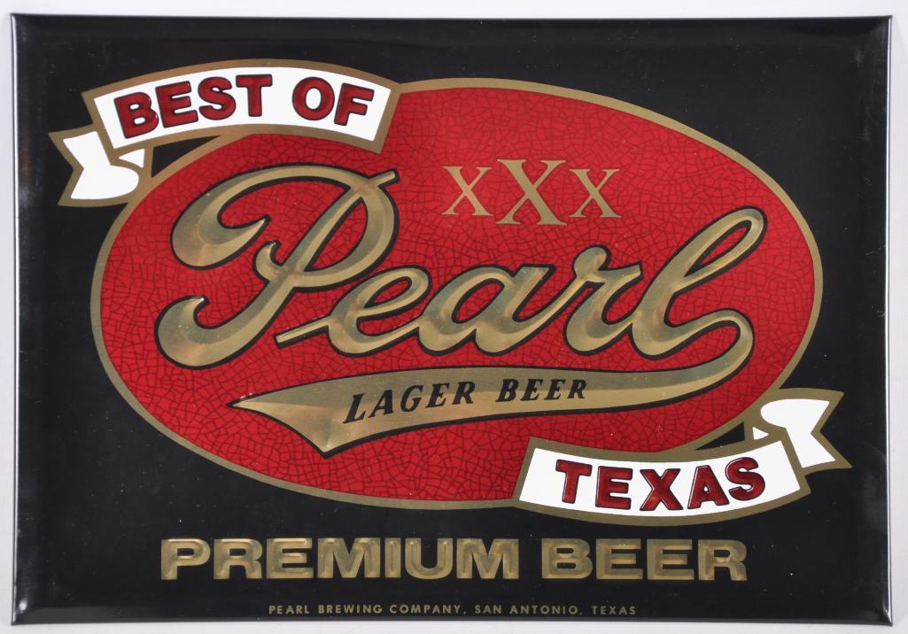 Vintage Pearl Lager Beer Advertising Tin on Cardboard (1 of 3)