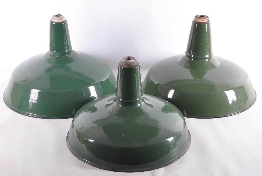 Group of 3 Vintage Porcelain Hanging Lamps (1 of 2)