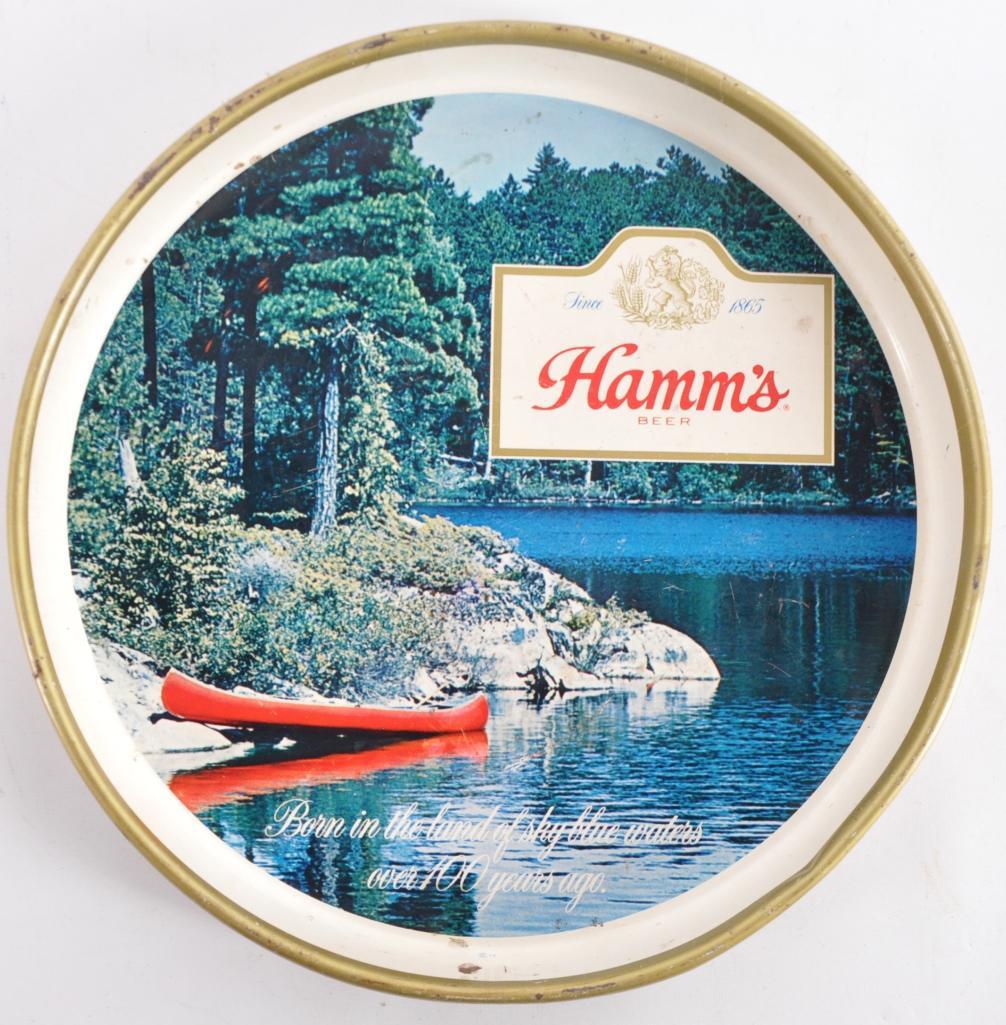 Vintage Hamm's Beer Advertising Metal Beer Tray: 12 inches round