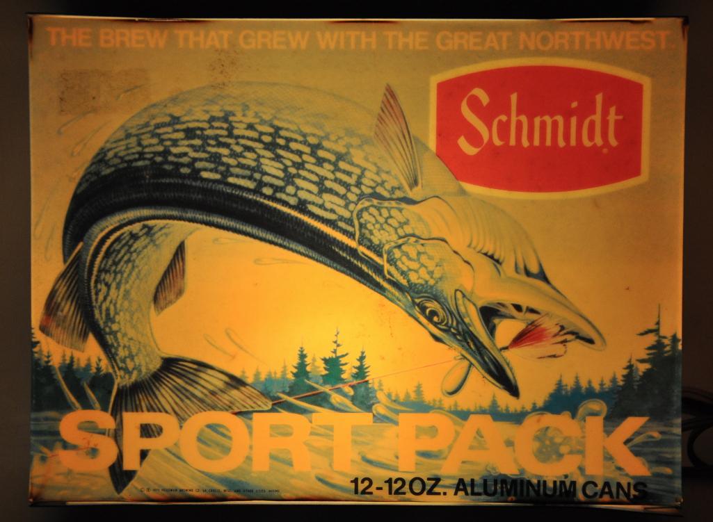Vintage Schmidt "Sport Pack" Light Up Advertising Beer: Working Condition, 10 1/2 x 8 x 5 inches