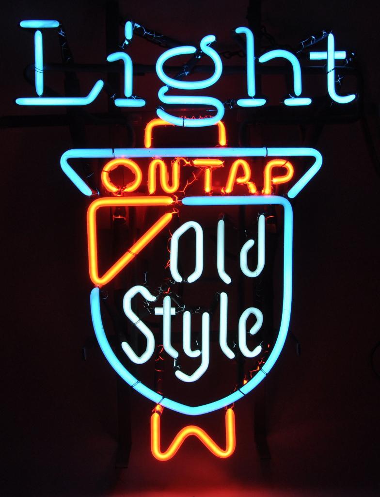 Vintage Old Style Light "On Tap" Light Up Advertising: Working Condition, 16 x 20 inches