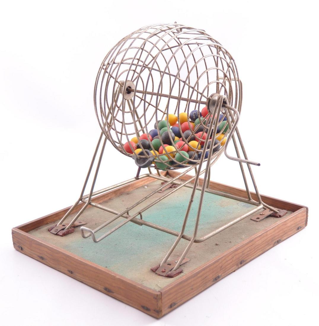 Vintage Wire Bingo Cage with Balls (1 of 4)