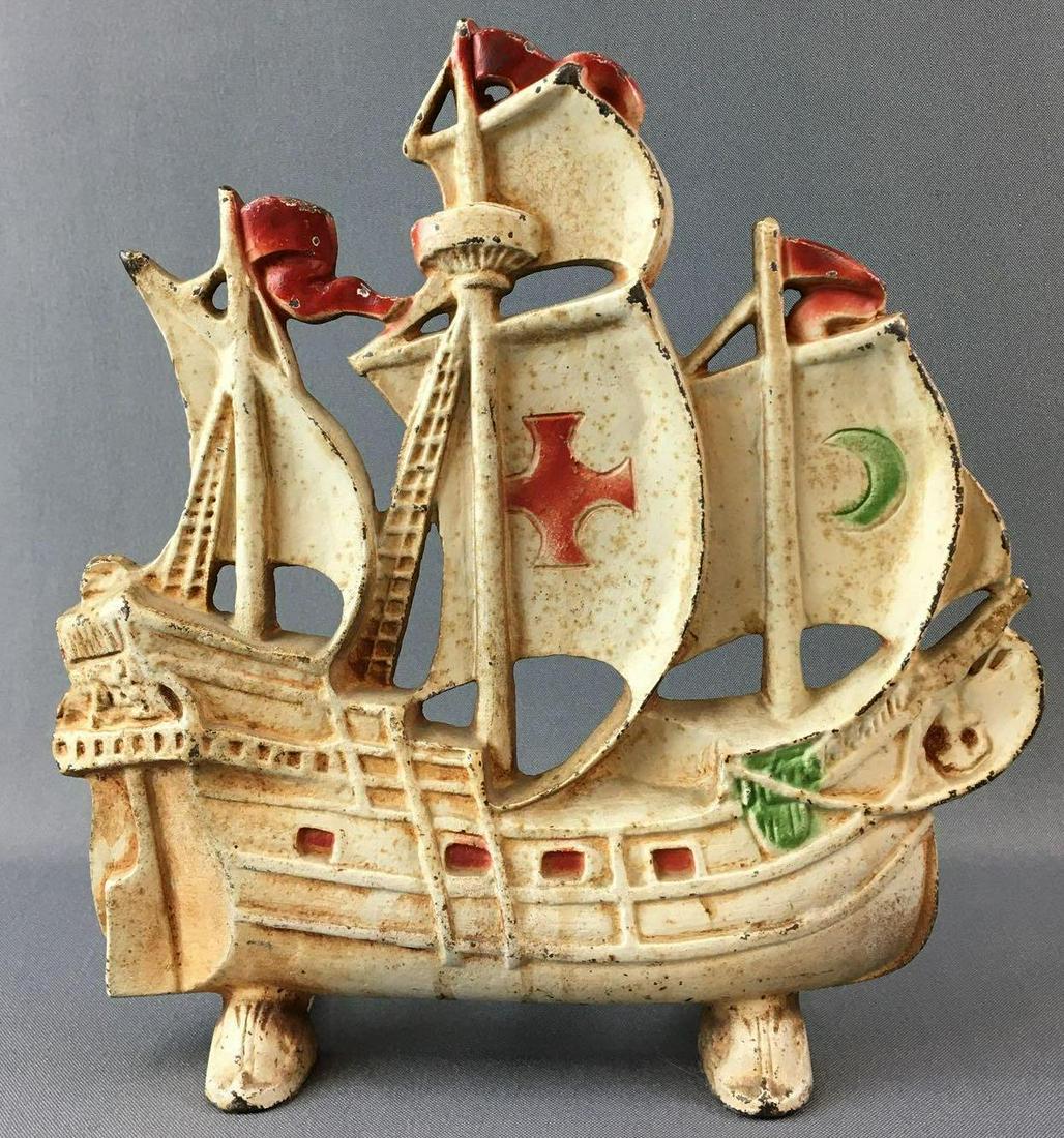 Antique Cast-Iron Ship Doorstop: 10 1/2 x 11 inches, No. 205