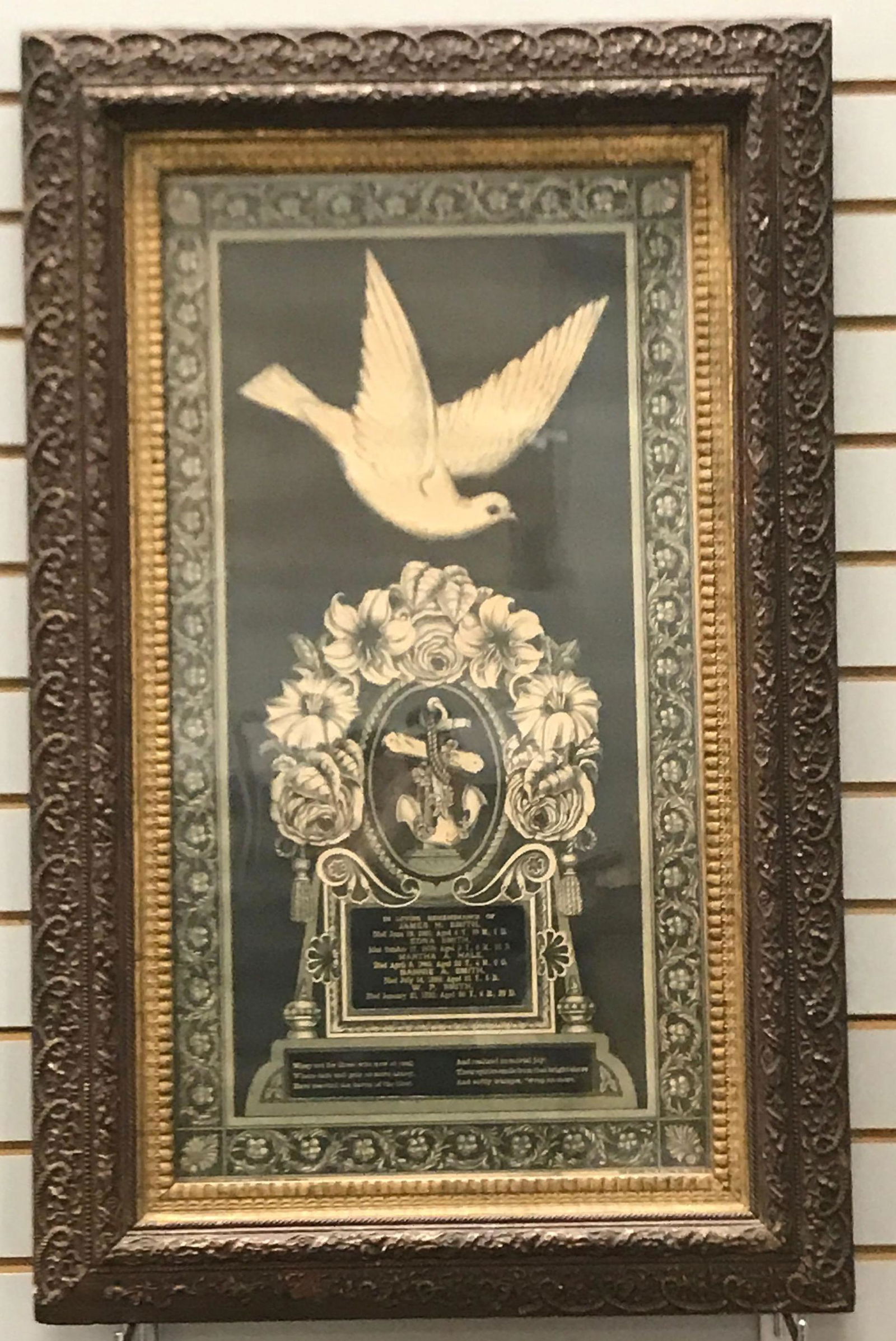 Antique framed remembrance/death notice (1 of 5)