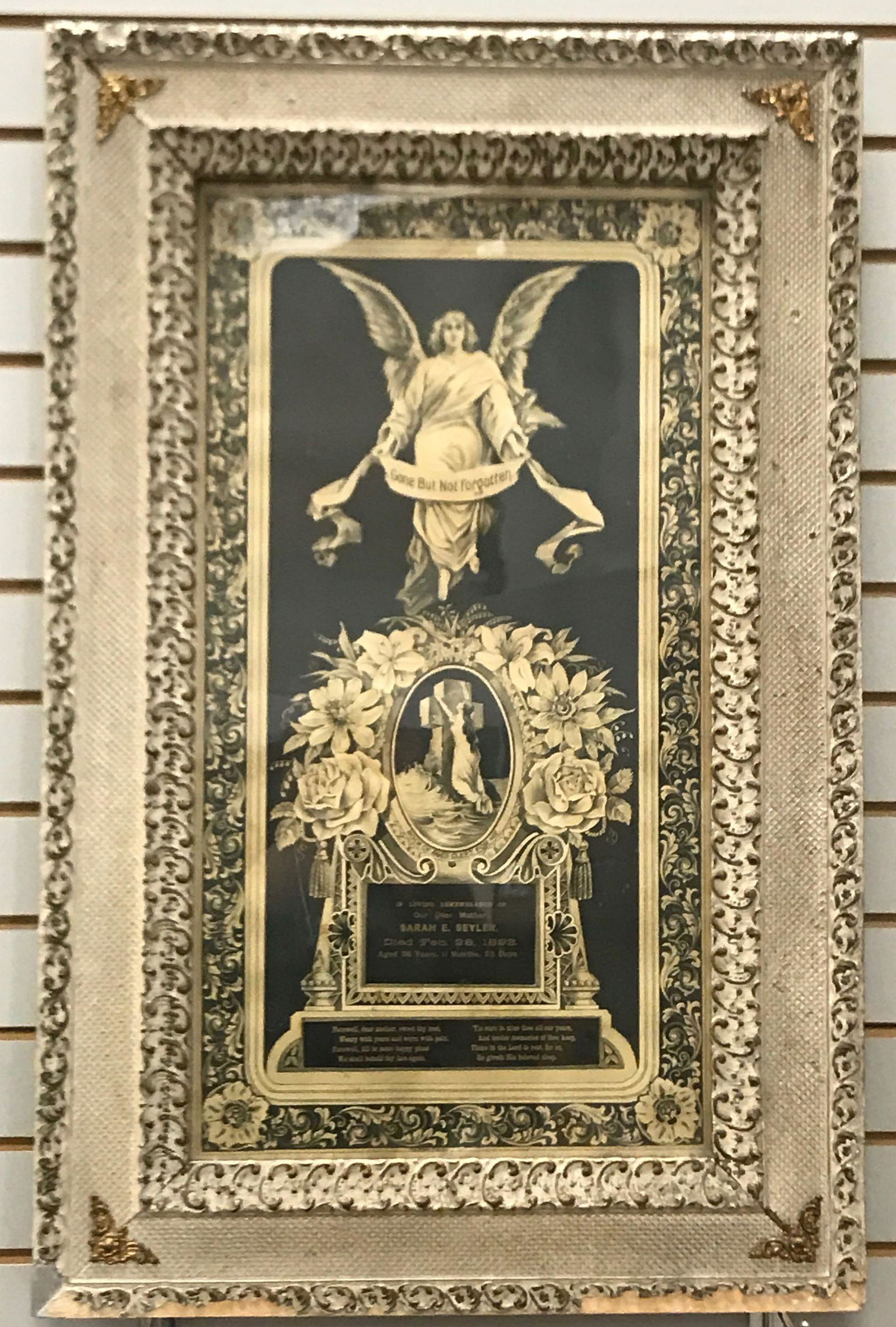 Antique framed remembrance/death notice (1 of 6)