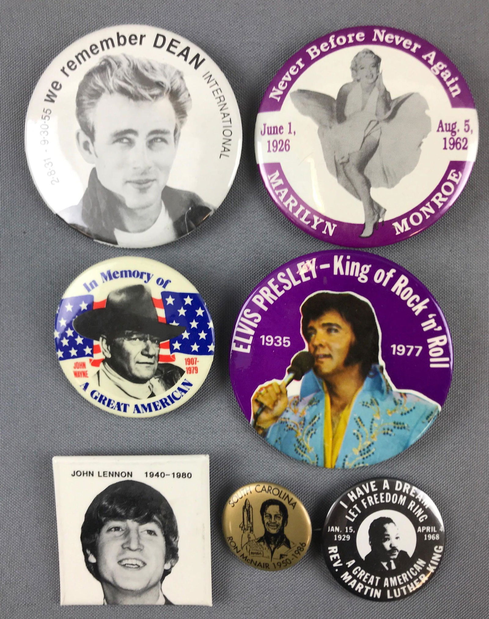 Group of vintage memorial pin back buttons (1 of 2)
