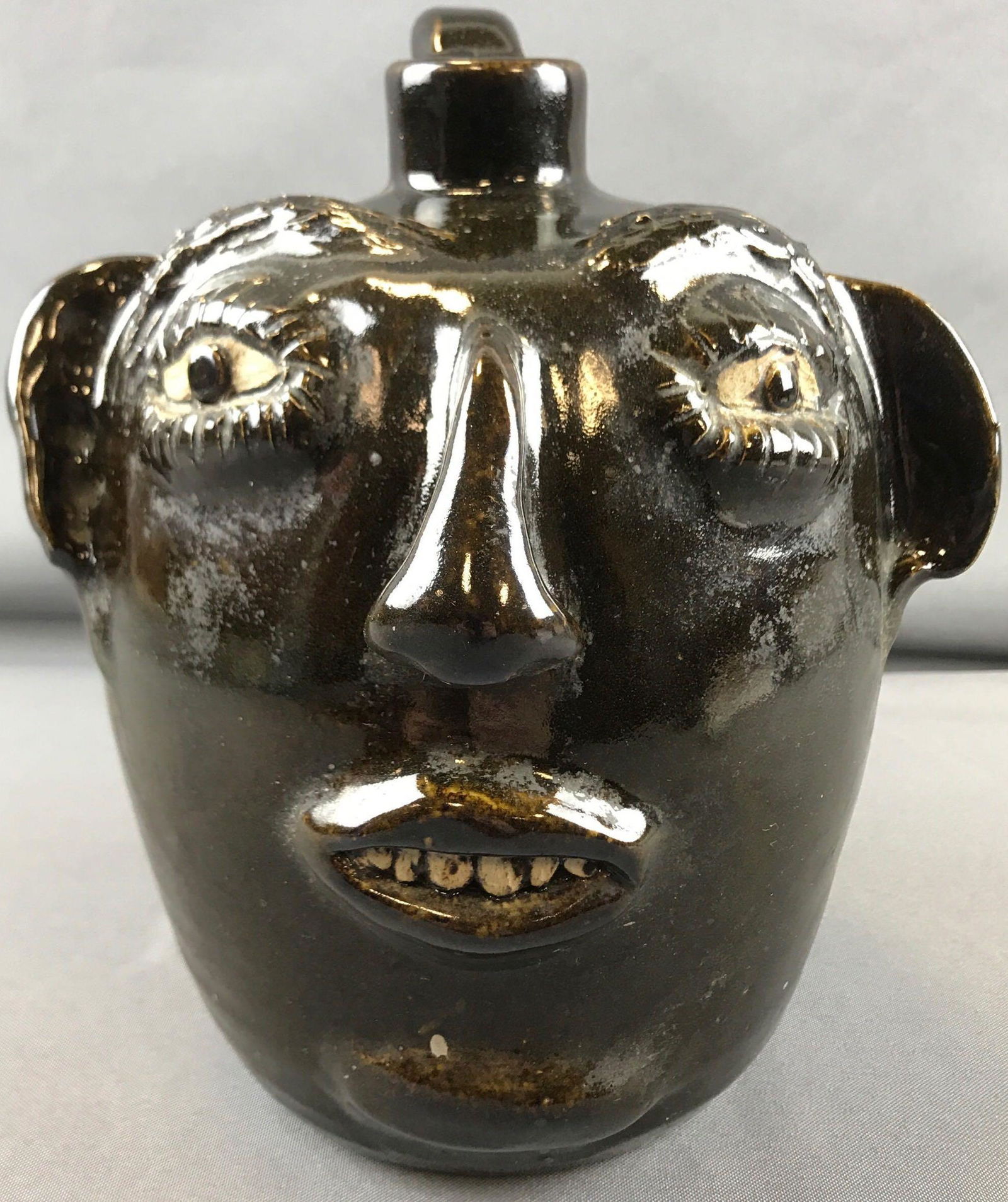 Signed Stoneware Face Jug (1 of 5)
