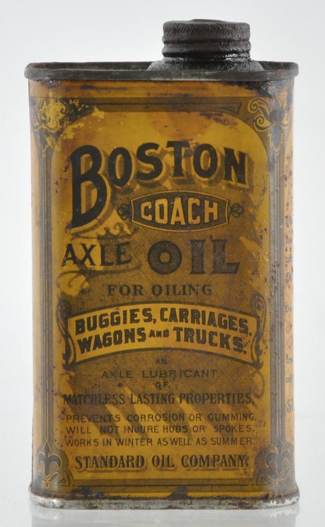 Antique Standard Oil Boston Coach Axle Oil Advertising: 3 1/4 x 2 1/4 x 5 1/2 inches, Full, Standard Oil Co. Indiana