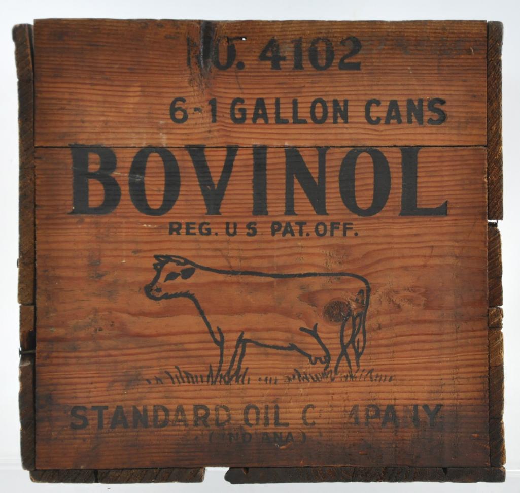 Antique Standard Oil Bovinol Advertising Wood Crate: 12 x 17 x 11 inches, Standard Oil Co. Indiana
