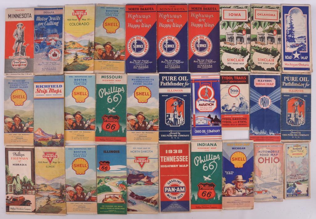 Group of 30 Antique Service Station Road Maps (1 of 7)