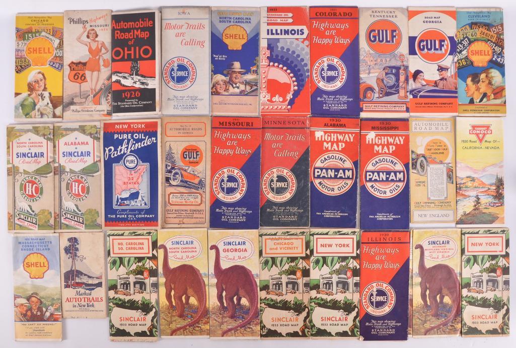 Group of 30 Antique Service Station Road Maps (1 of 7)