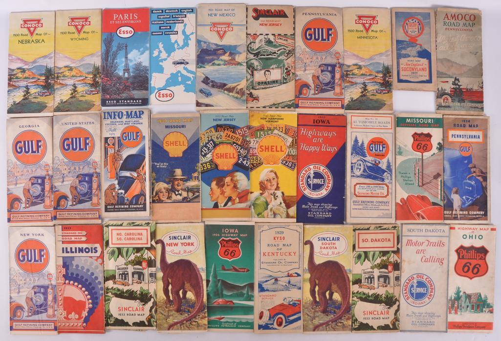 Group of 30 Antique Service Station Road Maps (1 of 7)