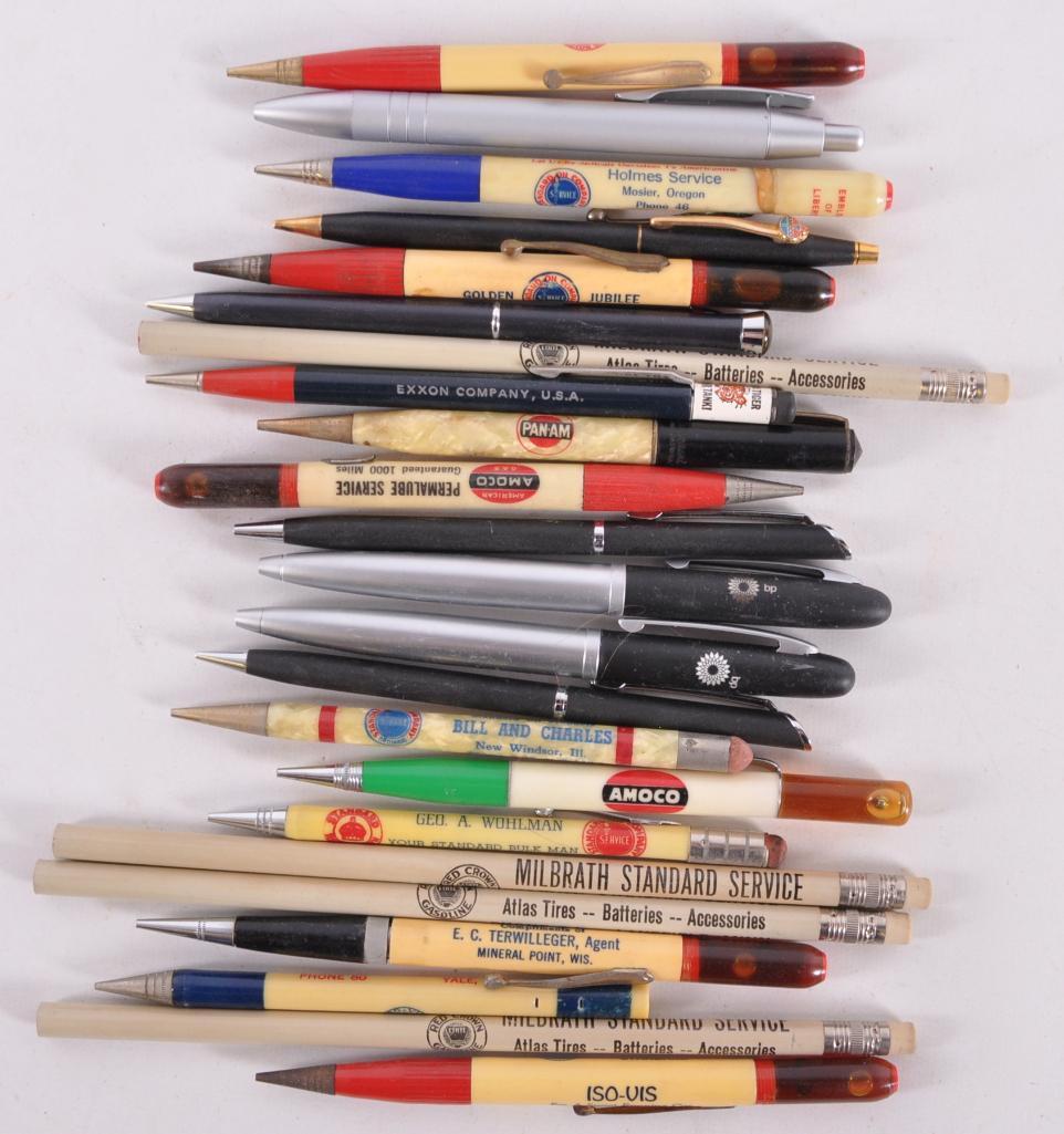 Group of Vintage Petroliana Advertising Pens and: Includes BP, Standard Oil, Amoco, and More