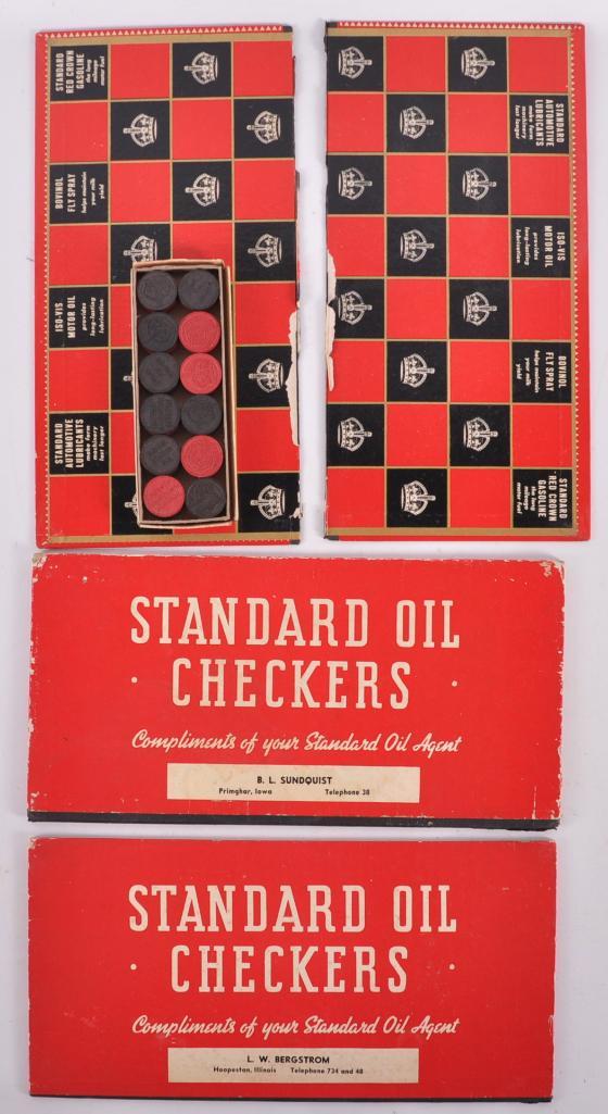 Group of 3 Standard Oil Advertising Checker Boards and: One is Split in Half
