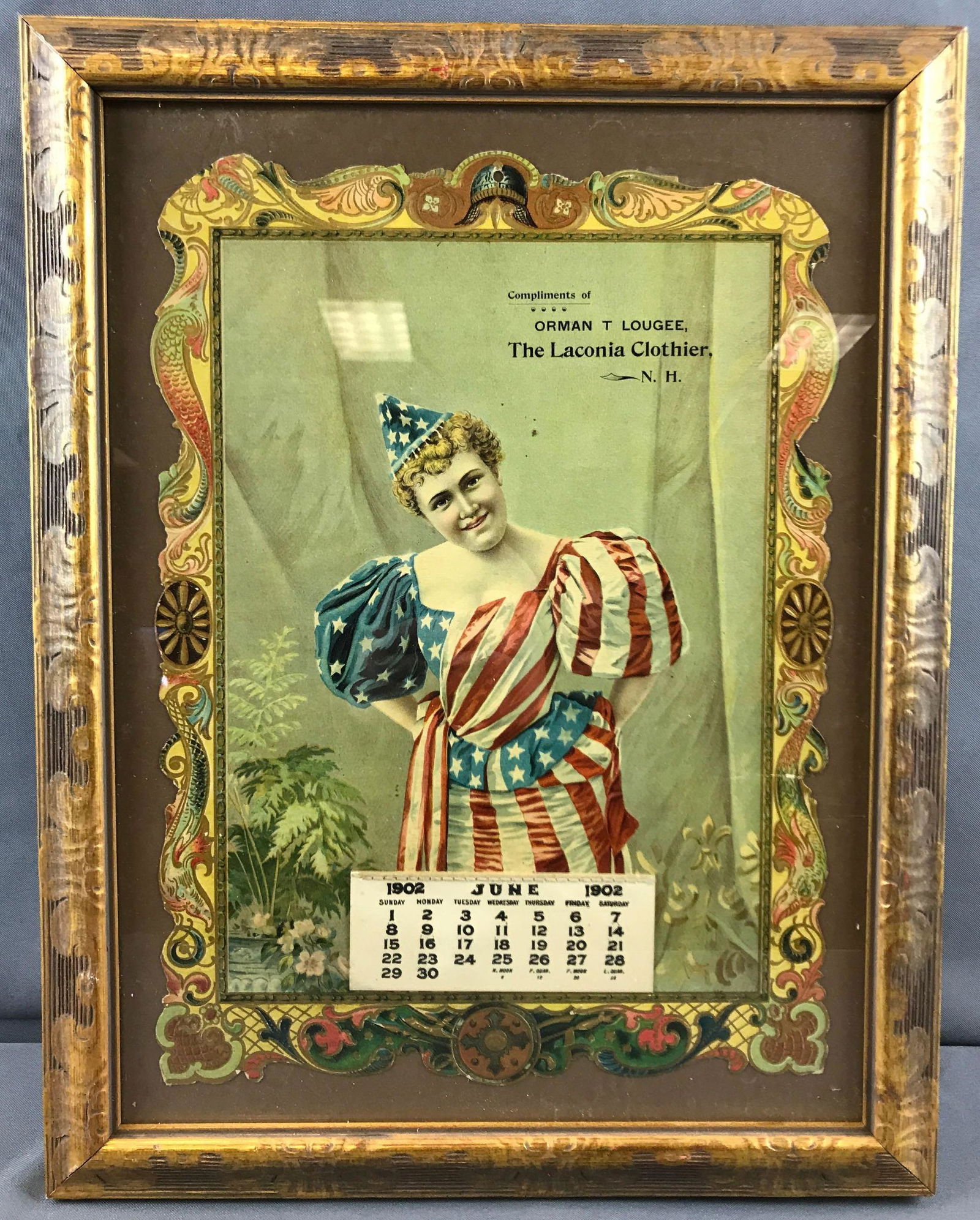 Framed patriotic antique calendar from 1902 (1 of 4)