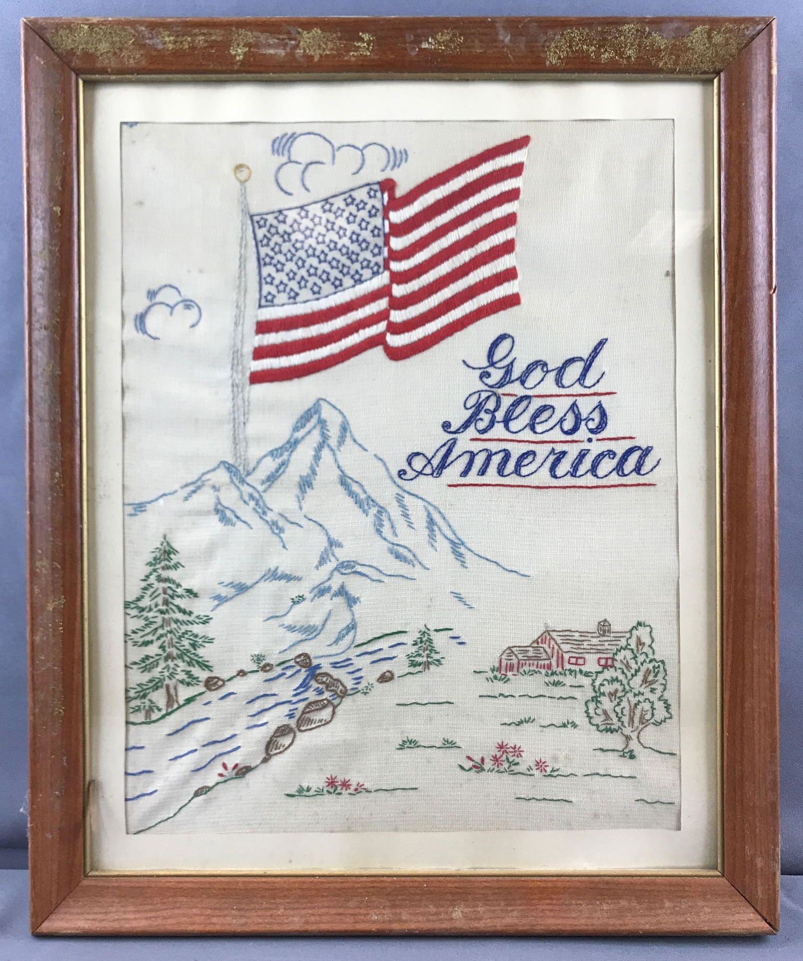 Framed vintage needlepoint (1 of 3)