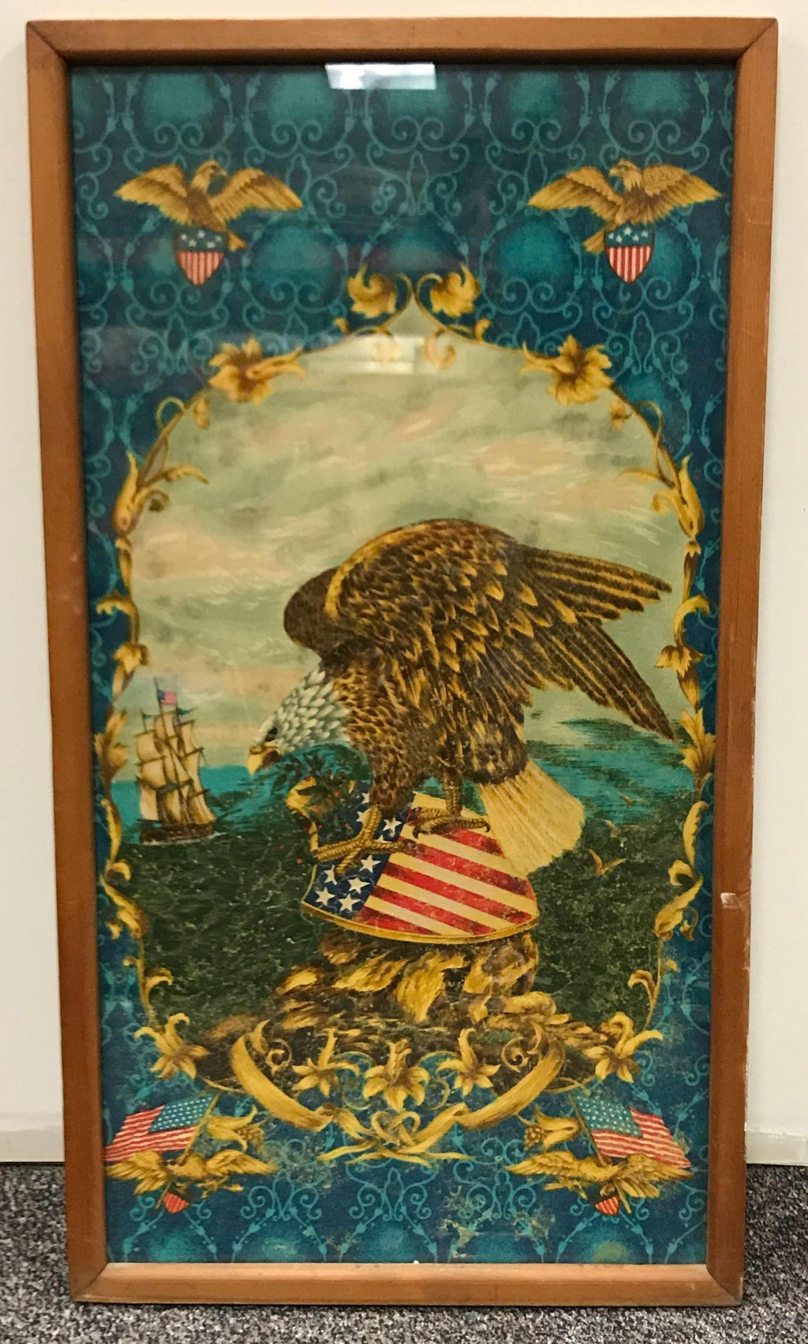 Framed vintage fabric patriotic art (1 of 5)