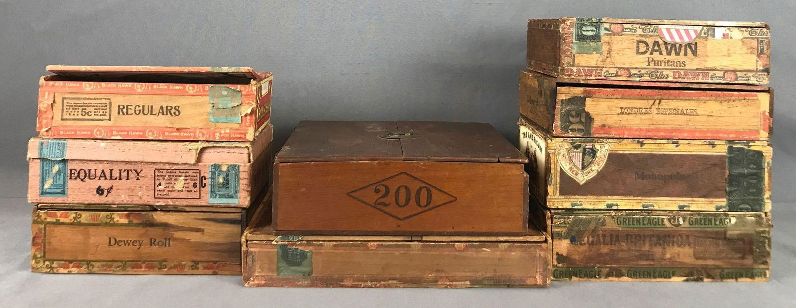 Group of 9 antique wooden cigar boxes (1 of 20)