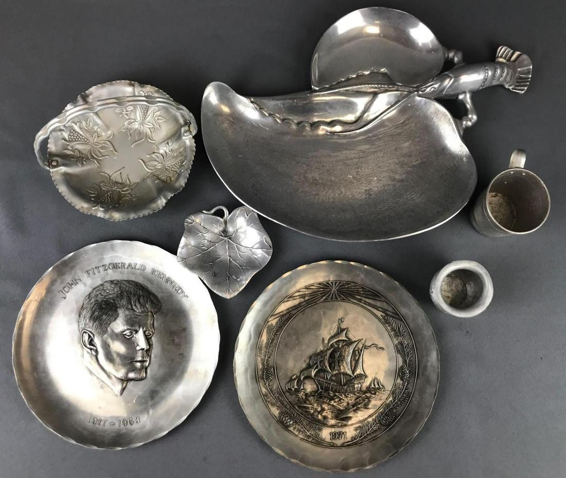 7 piece group assorted metal plates, trays and (1 of 11)