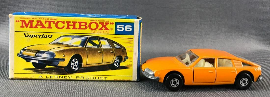 Matchbox Superfast No. 56 BMC 1800 Pininfarina Die-Cast: Orange body, BPW. A Lesney Product. Made in England