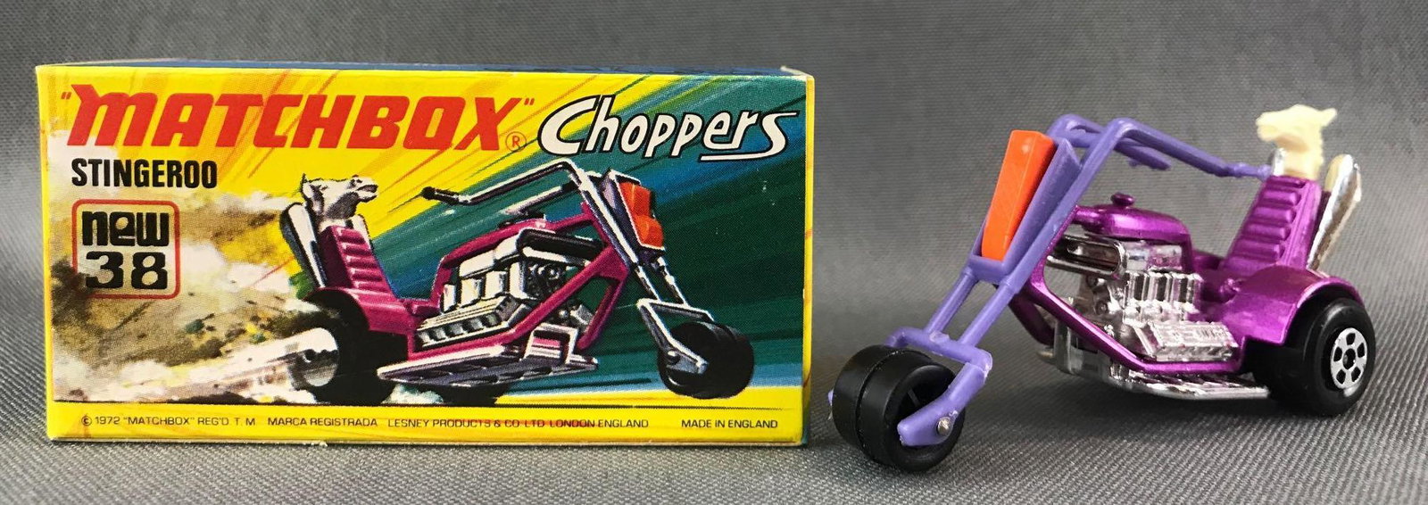 Matchbox Superfast Choppers No. 38 Stingerod Die-Cast: Purple body, BPW. A Lesney Product. Made in England
