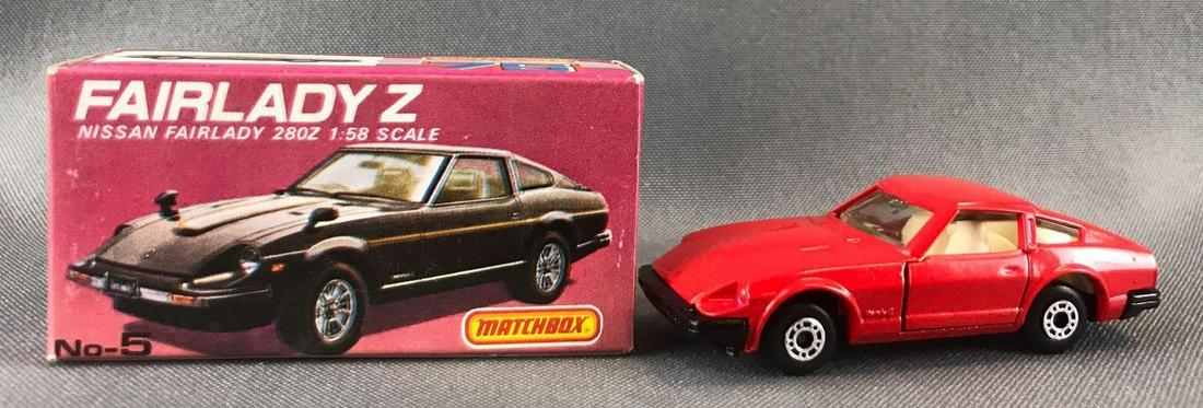 Japanese Market Matchbox No. 5 Nissan Fairlady 280Z: Red body, BPW. A Lesney Product. Made in Japan