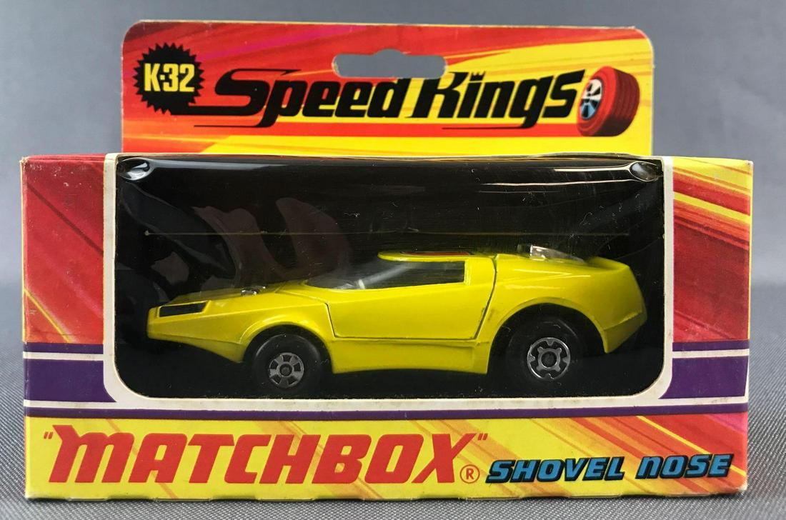 Matchbox Speed Kings K-32 Shovel Nose Die-Cast Vehicle: Yellow body, BPW. A Lesney Product. Made in England