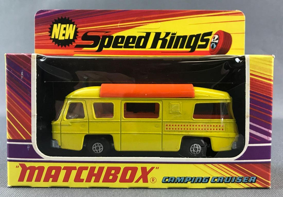 Matchbox Speed Kings K-27 Camping Cruiser Die-Cast: Yellow body, BPW. Some damage to packaging. A Lesney Product. Made in England