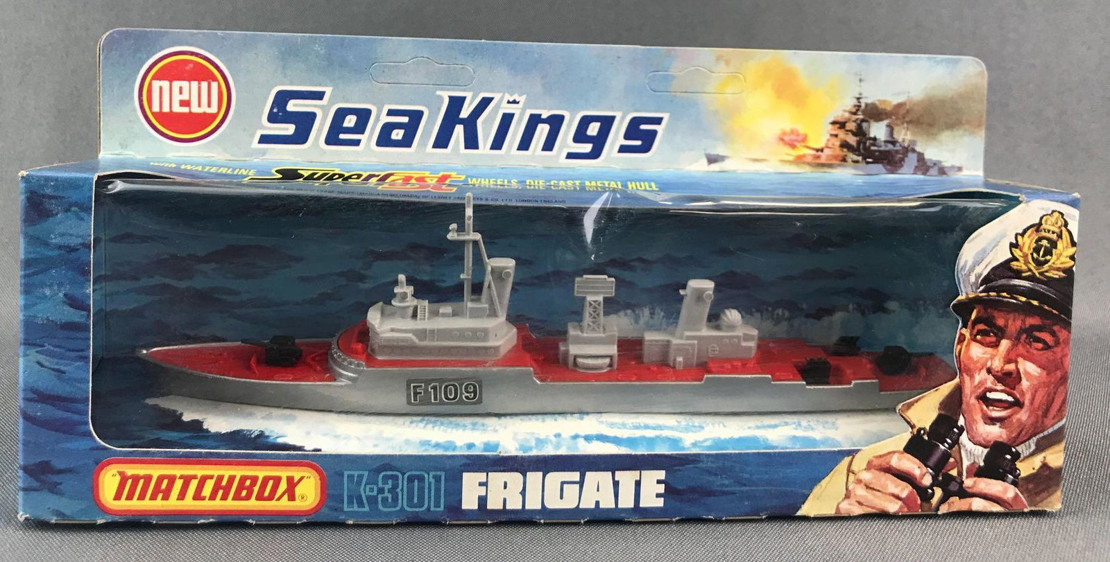 Matchbox Sea KongÕs K-300 Frigate Die-Cast Vehicle in: Silver body, BPW. A Lesney Product. Made in England