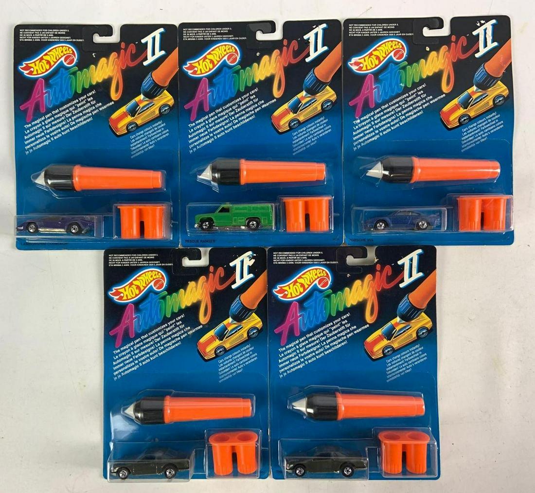 Group of five hot wheels auto magic 2 diecast vehicles (1 of 2)
