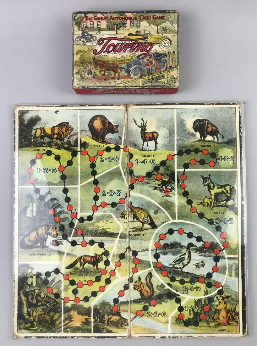 Group of 2 vintage games: Touring-The Great Automobile Car Game and unidentified game board